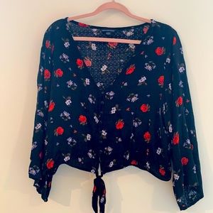 Black Floral Blouse
